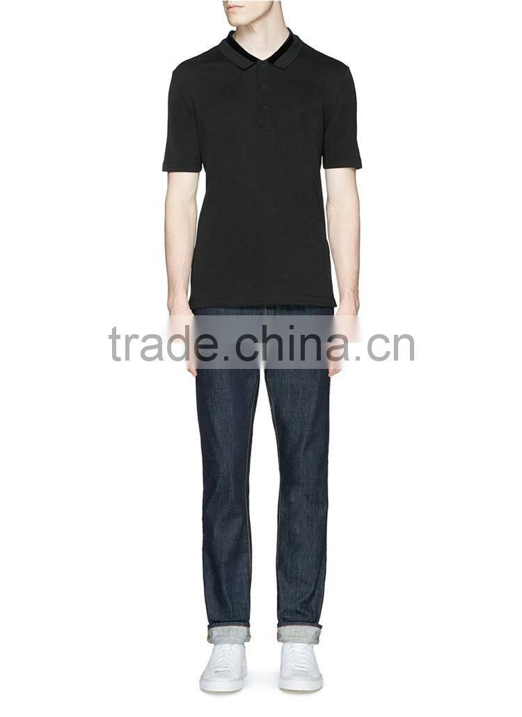 Slim men black custom 100%cotton man polo t-shirt