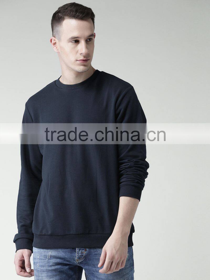 Autumn Style New Look Navy Sweatshirt Round Neck Long Sleeves Brushed Fleece Lined Sweater 80% Cotton 20% Polyester Sweaters