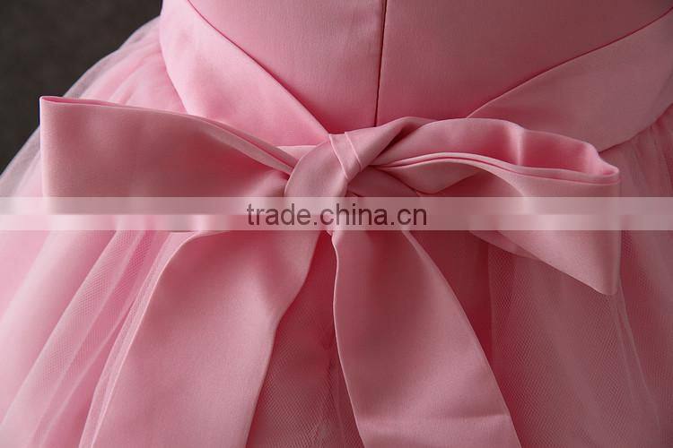 2017 girls dresses children frocks designs pink Lovely Bow-knot Vietnam 1 year baby girl dresses images first Communion dresses