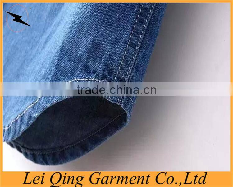 Two pockets garment wash denim shirt women