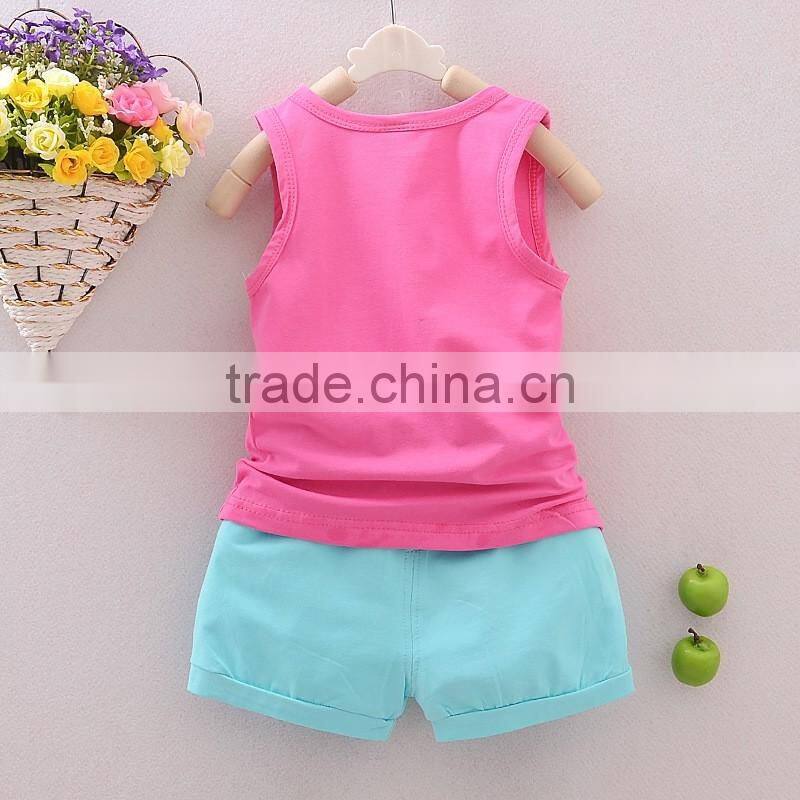 Cotton sleeveless vest girl shorts suit