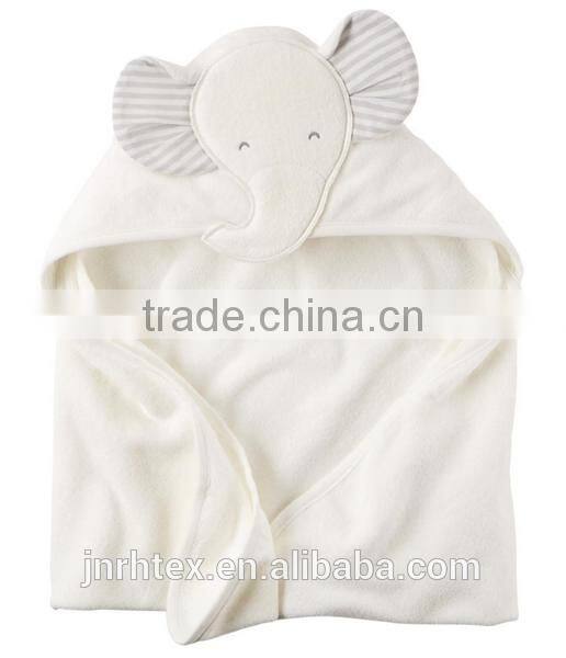 Eco-friendly applique terry bamboo hooded baby towel