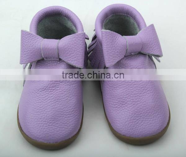 Wholesale durable fashion hard sole toddler baby handmade leather shoes