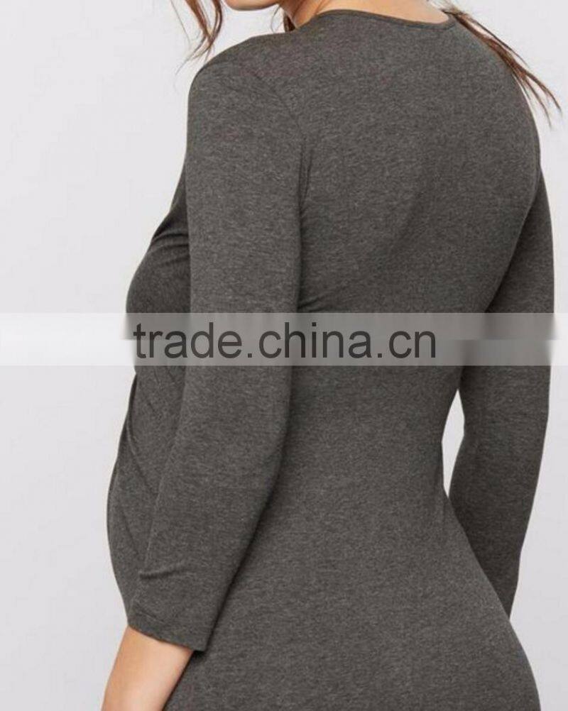 Office maternity clothing v neck dress