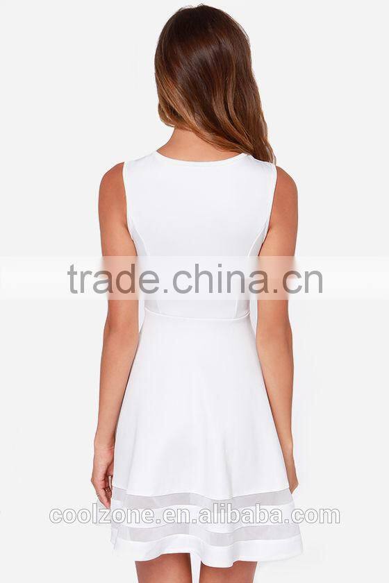 Fashion sleeveless sheer mesh sexy nighty dress picture woman clothing