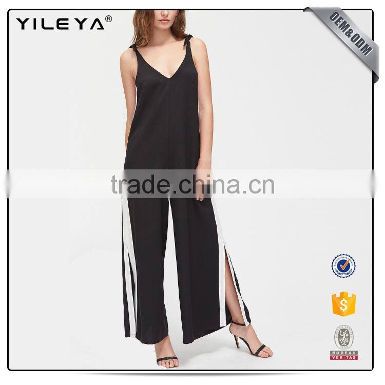 2017 Ladies Classic High Leg Slit Chiffon Wide Length Jumpsuit