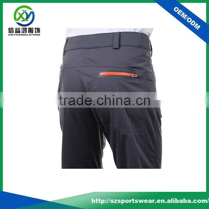 2017 Special design quick dry waterproof outdoor sport long pant, contrast zipper golf pants