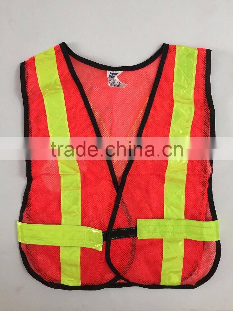 Hi viz orange mesh PVC reflective tape roadway safety vest for Canada
