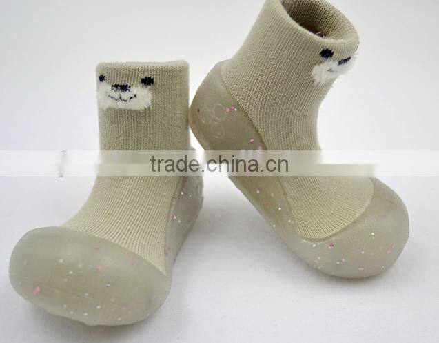 Anti-slide TPR sole baby socks, cotton sock shoes for baby