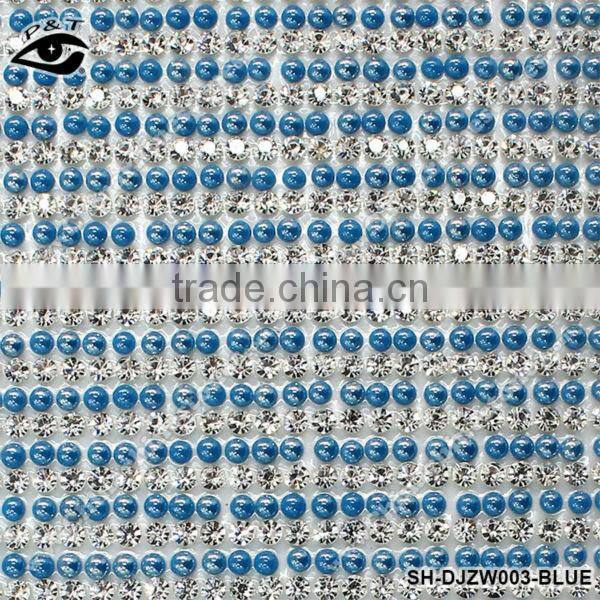 Hotfix rhinestone with pearl mesh iron on crystal pearl mesh for dress