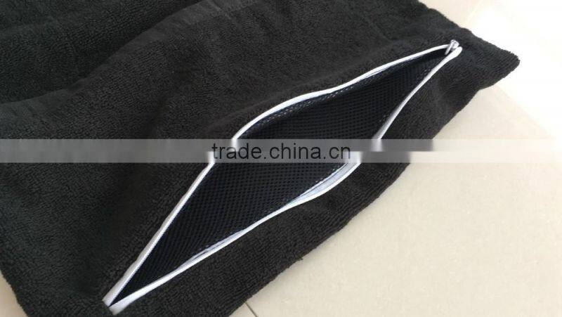 100 cotton zipper pocket customized sports towel