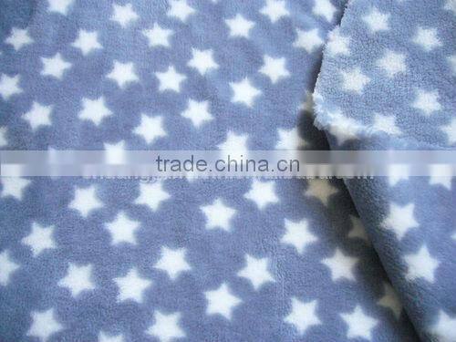 New arrived, 2013 blue star design pattern ,double-side ,surper soft ,printed flannel velvet fabric