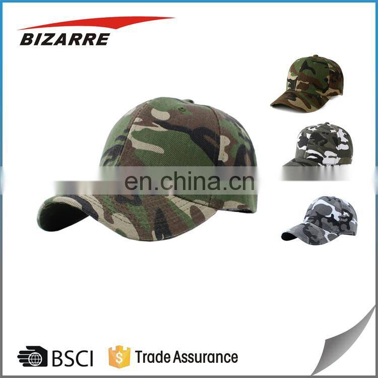 China Factory Camo Print Wholesale Baseball Caps Hats Custom