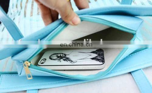 Striped Transparent Shoulder Bags Women Clear Handbag Summer Beach Bag