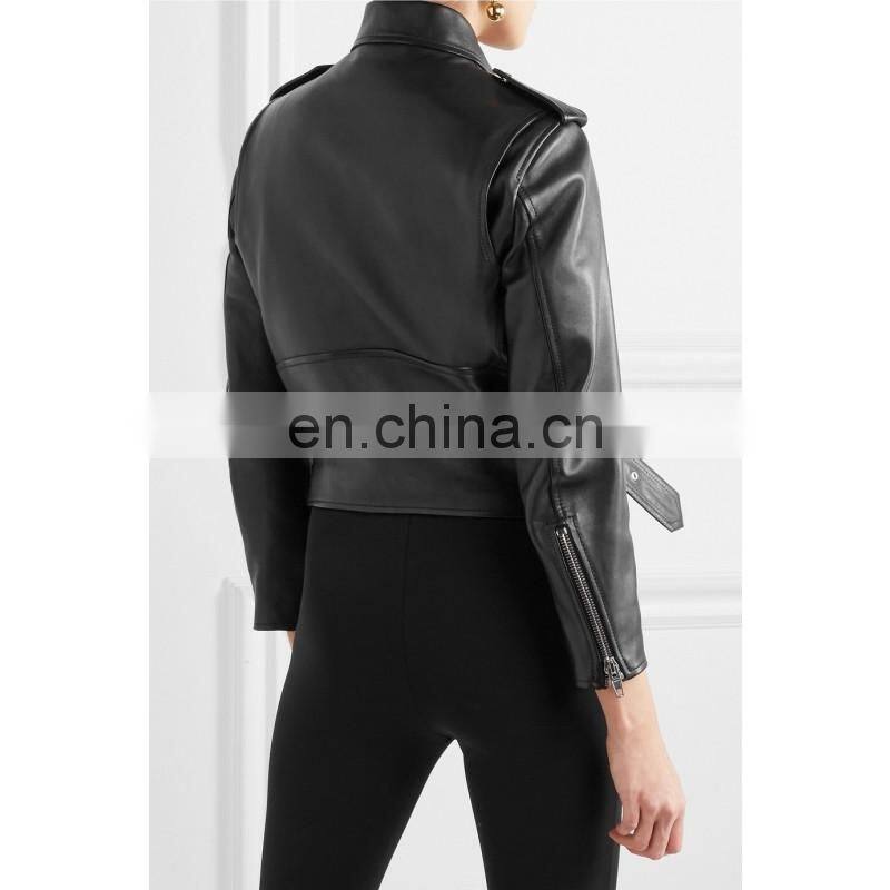 Handsome Motorcycle Spring Jacket Short Leather Zipper Jackets Leather for Women