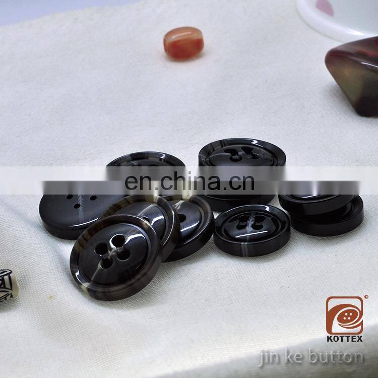 Chinese Stock Button, 4 Holes Brown/Black Rod Color Horn Resin Polyester Coat Button Has Big- Small Eyes, For Shirt, Coat