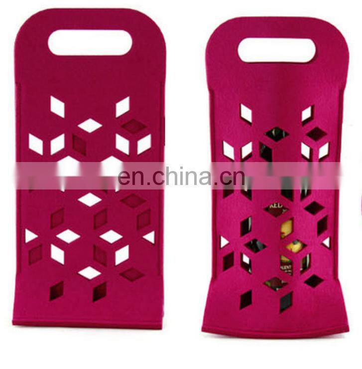 2018 Hot Sell elegant christmas felt single wine bottle bag with handle and customized logo