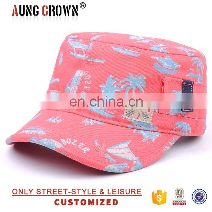 Promotional Cotton Material Flat Women Military Cap Army Hats