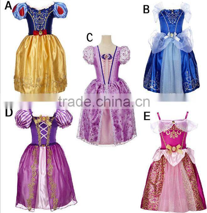 walson 2015 hot sell Girls dress colorful style princess kid dress for child