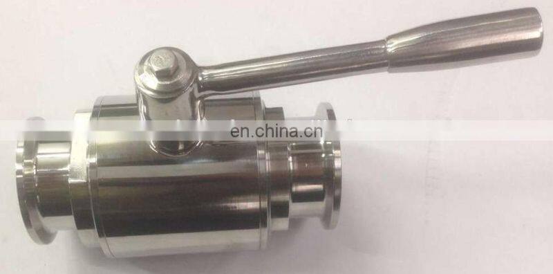 DIN/SMS/3A Sanitary 2 way Ball Valve Triclamp End With Stainless Steel Handle Forged Valve Body