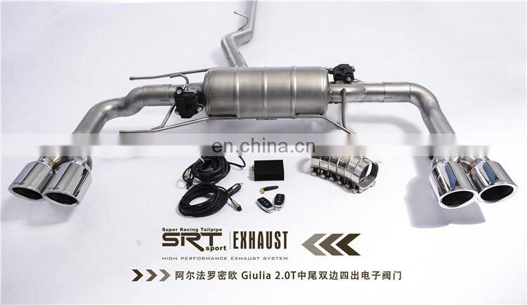 car exhaust for Alfa Romeo Giulia Stainless Steel Pipes catback with quad double tip