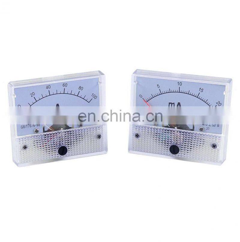 85C1-mA DC pointer analog ammeter panel 1mA 2mA 3mA 5mA 10mA 20mA 30mA 50mA 100mA 150mA 100mA 150mA 200mA 300mA 500mA