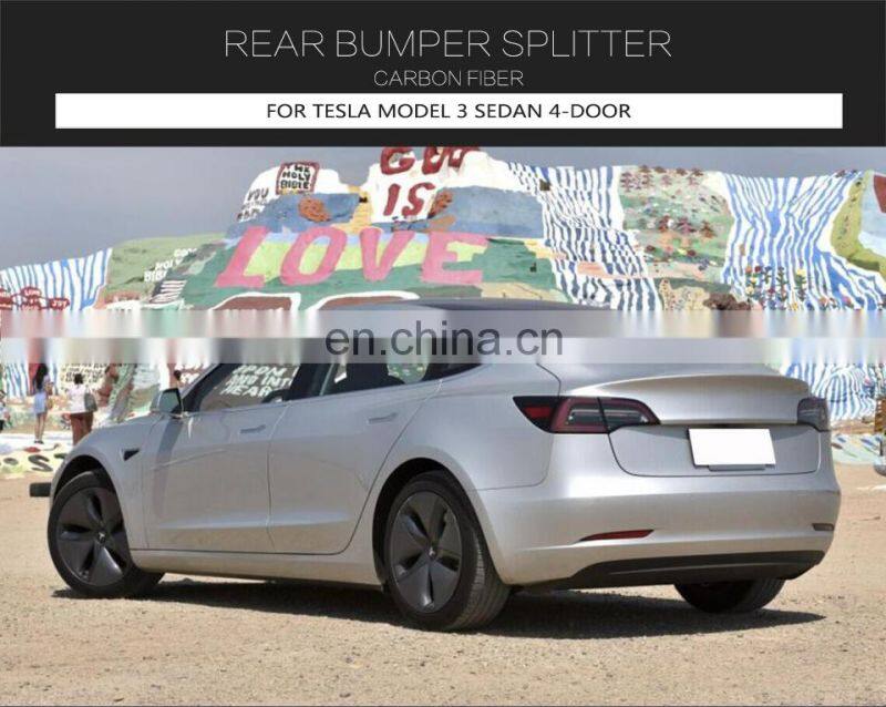 Carbon Fiber Rear Bumper Splitter for Tesla Model 3 Sedan 4-Door 2016-2019