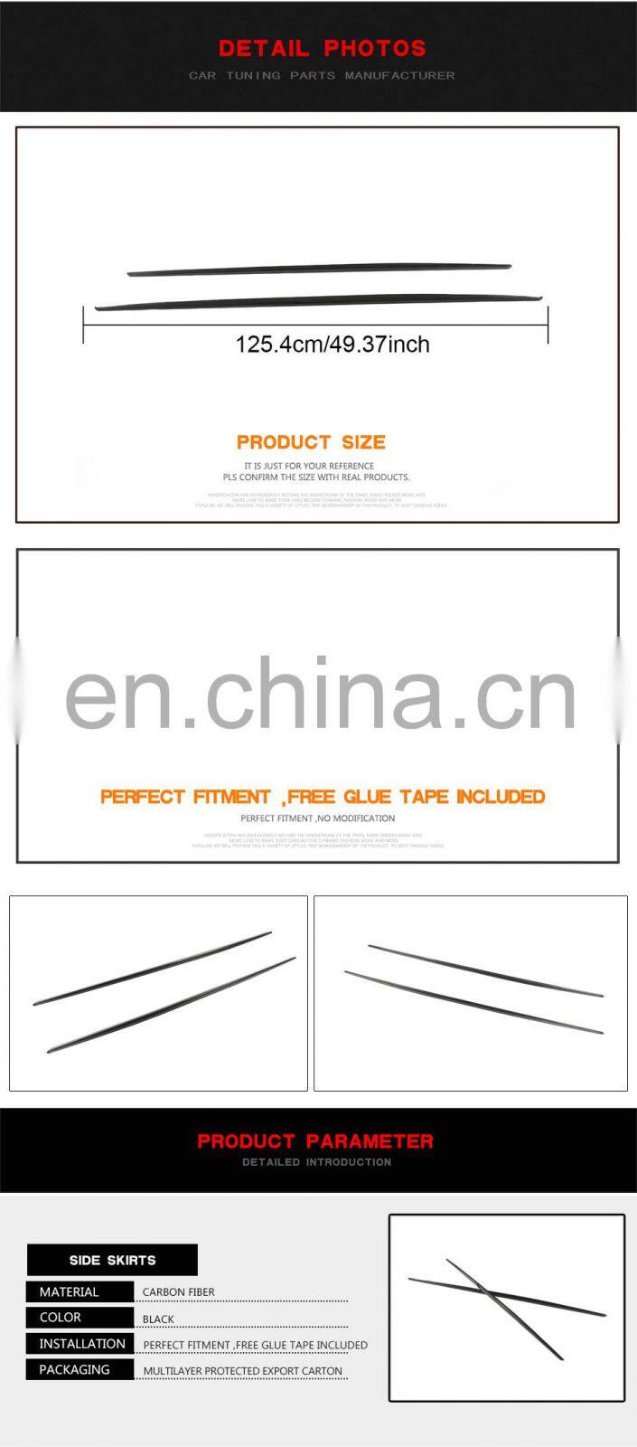 Carbon Fiber Side Skirts for Mercedes Benz S Class S63 S65 AMG Sedan 4-Door 14-18