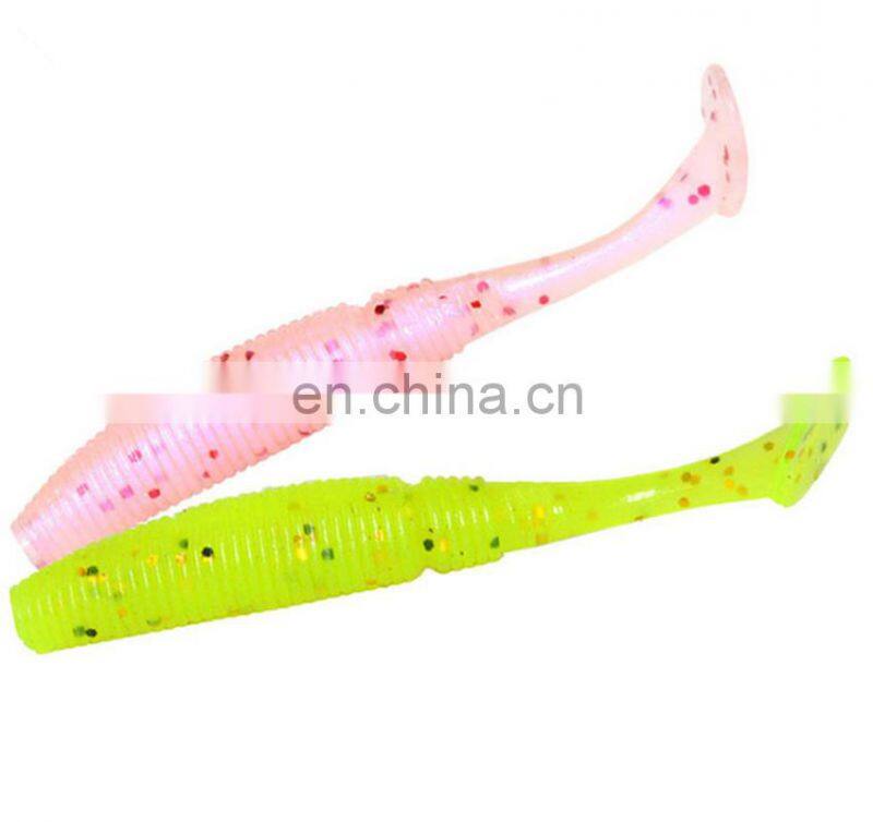 7.5cm 3g 6 pcs Per Bag Luminous T-Tail Grub Worm Fish Bait Fishing Soft Lure
