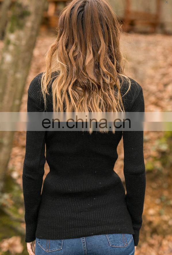 Wholesale Custom Autumn And Winter New Sweater Knit Ladies High Collar Long-Sleeved Slim Casual Women Solid Pullover Sweater