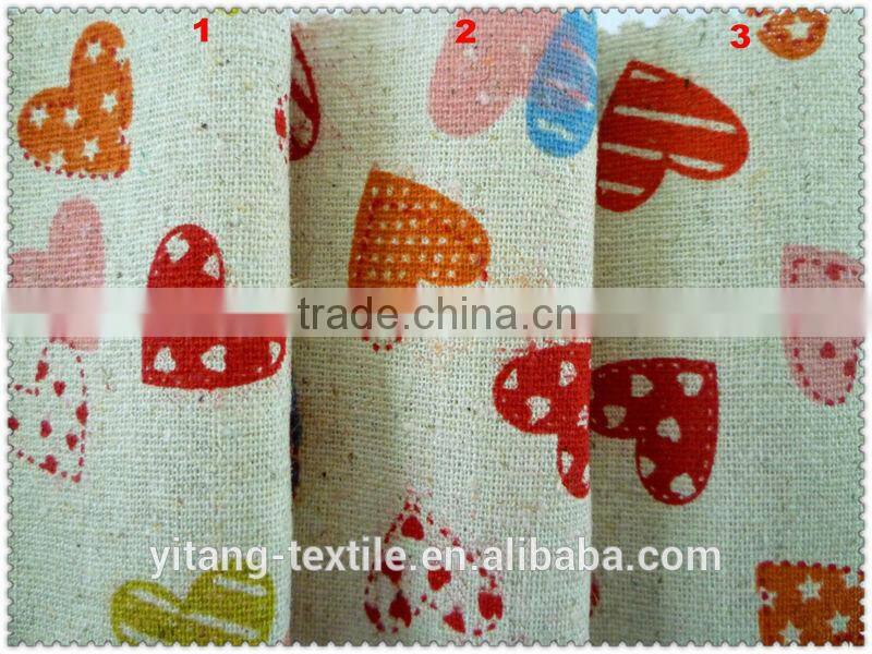 New design heart pattern printed linen fabric for garments