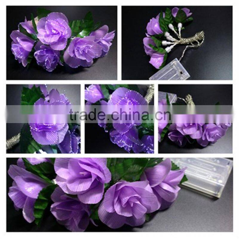 Purple rose led Christmas light decoration fiber optic led string light