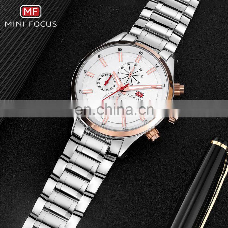 Mini Focus MF0081G Japan Movt Quartz Watch Bezel Stainless Steel Watch 2018 Men Brand Quartz Watch