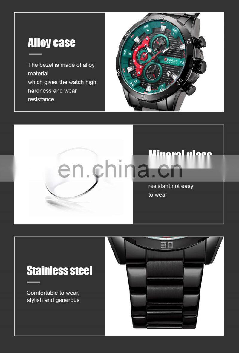 CURREN 8402 Men Quartz Watches New Model Fashion Luxury Brand Stainless Steel Strap Men Wrist Watch