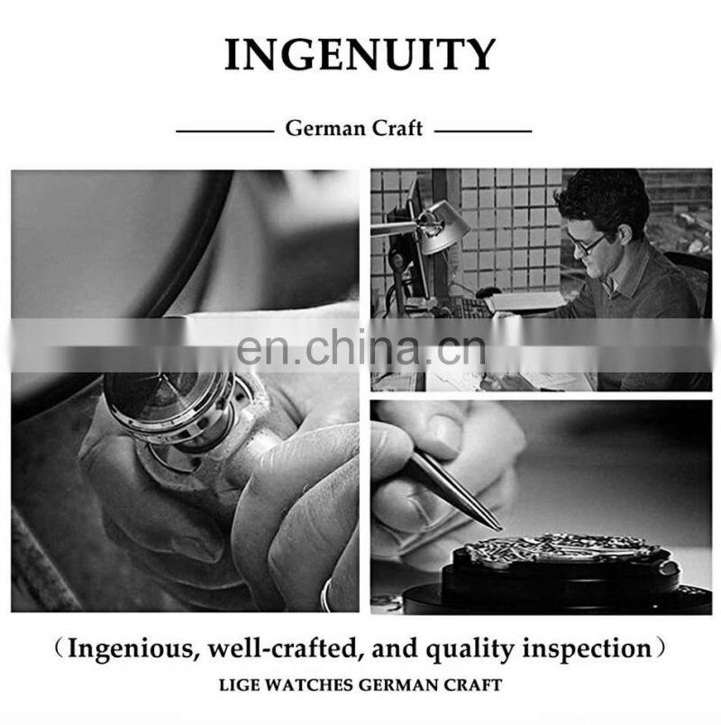 LIGE 8925 Mens Watches Square Digital Sports Quartz Wrist Watch for Men Waterproof wrist watches hands