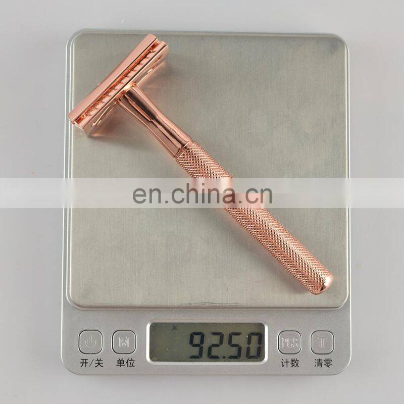 High quality women rose gold customized metal traditional double edge blades men shaver gift safety razor shave best