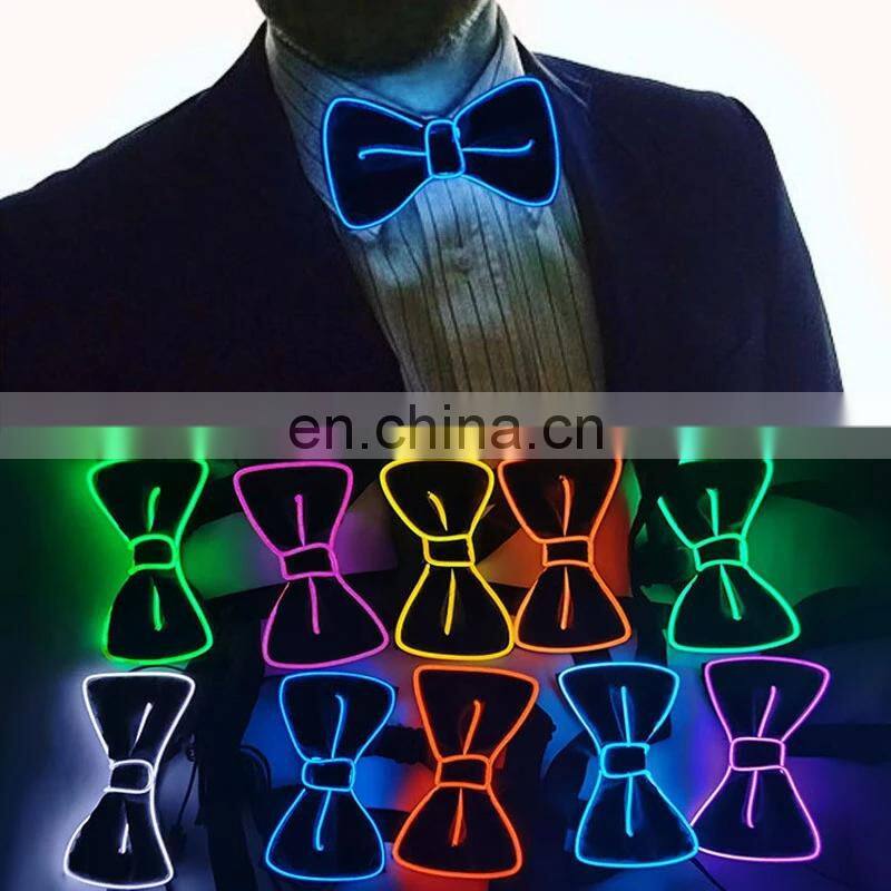 Led Light Up Bow Tie Neon Necktie Masquerade Party Luminous Bow Tie Glow In The Dark Birthday Wedding Cosplay Costume Supplies