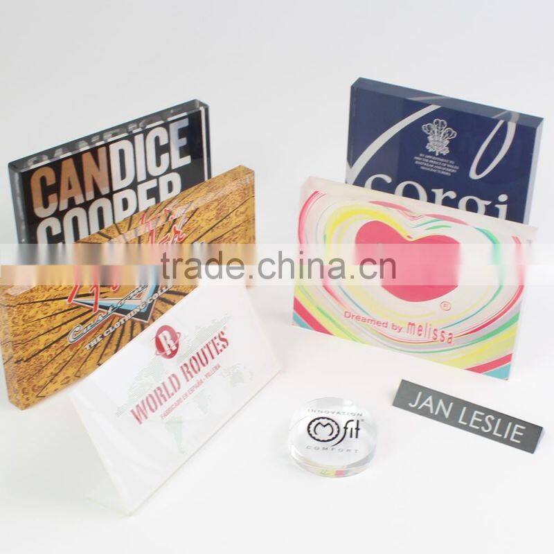 Fashion Clear Solid Acrylic Sign Block Desktop Acrylic Logo Block Plexiglass Printed Block