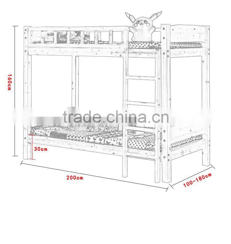New fashion furniture pine wood double bunk children bed