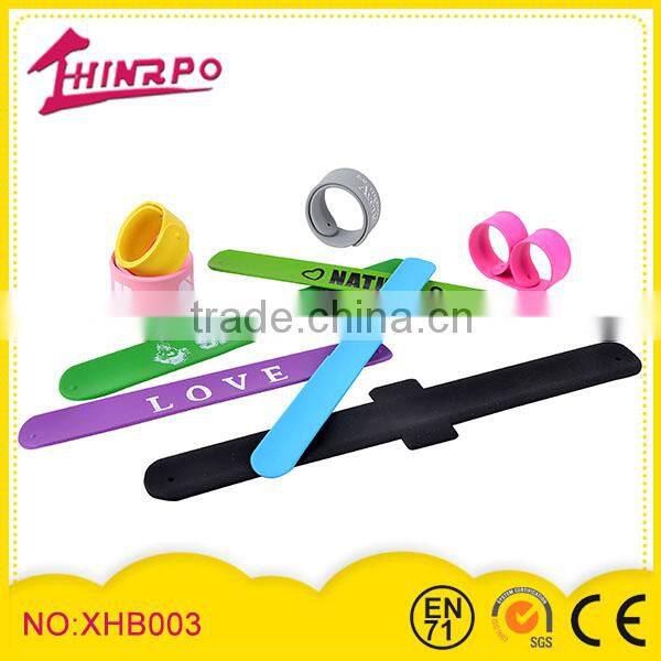 Custom make sports bracelet silicone slap wrist band Logo Printed