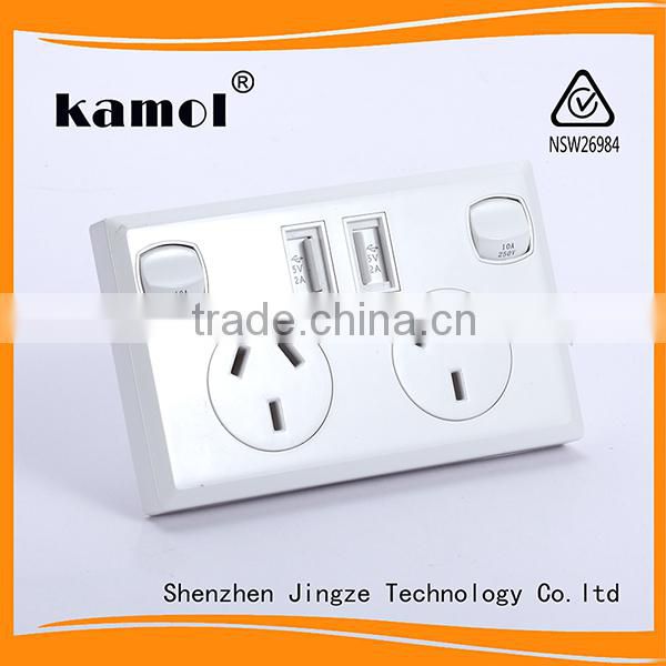 top quality Au australian usb wall pop up socket, usb powerpoint SAA made in China with favourable price and high quality