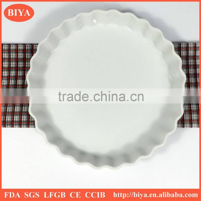 different big size ceramic stripe round shape fruit pie plate, porcelain cake baking plate,Cheese pan or flower pot plate