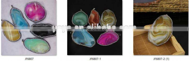 JF6902 Hot Crystal Pave Sparkly Geode Agate Druse Druzy Pendants