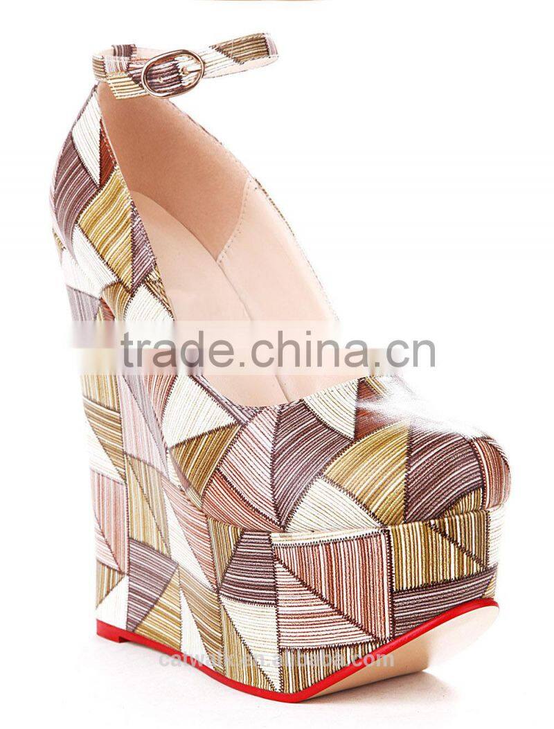 3 color New fashion half close shoes wedge pumps women high heel platform shoes pumps lady girl