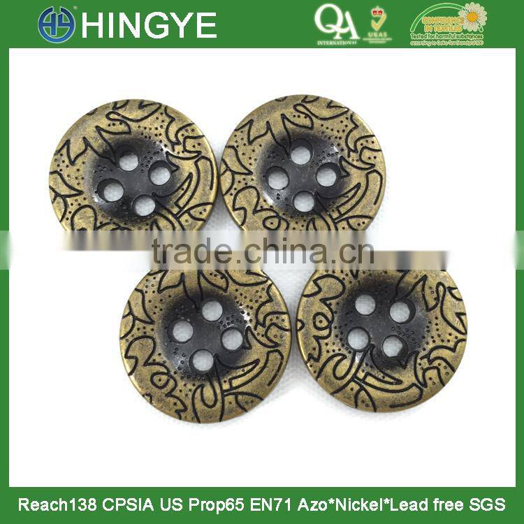2015 hot selling 4 holes custom metal sew button for clothing M1556