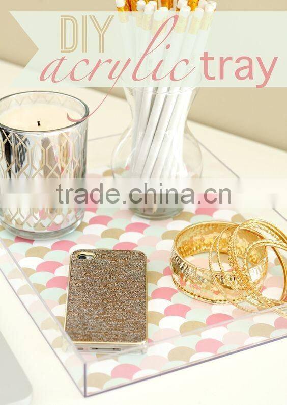 custom design acrylic tray / colored acrylic tray / clear acrylic serving tray / handle tray