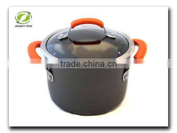 24CM Black Aluminum Non-stick Ceramic Hard Anodized Casserole with Soft Handle Sauce pot Noodle Soup Pot for promotion