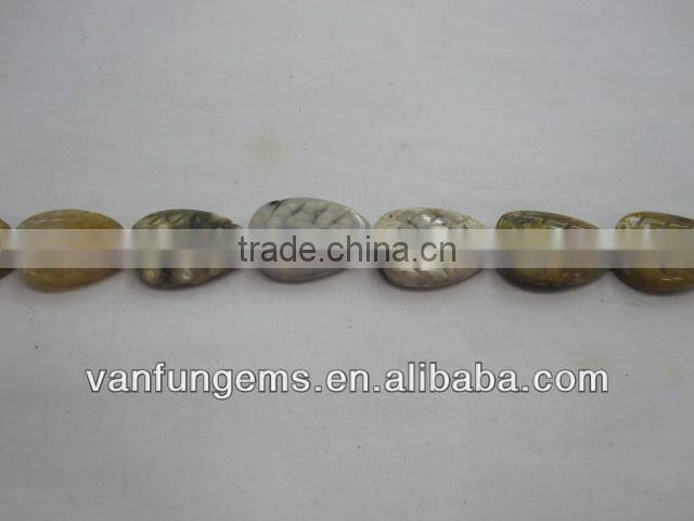 White turquoise carved leave