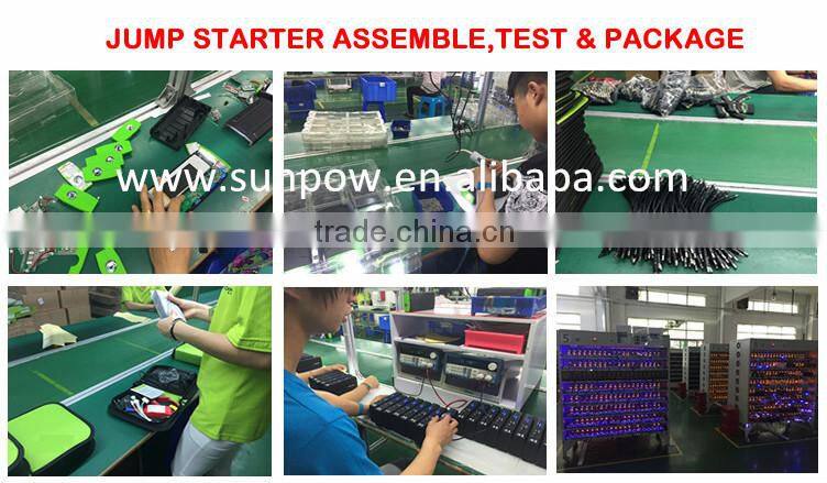 sunpow 12000mah SOS 12v power all car jump starter portable power station Battery with LED lighting