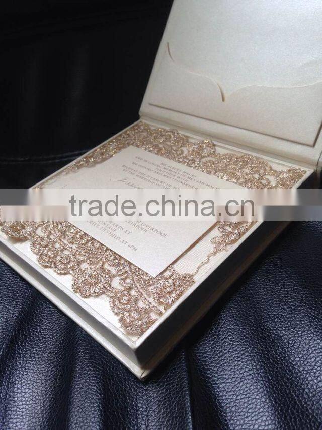 fany lace with ivory cardstock handmade wedding invitations card